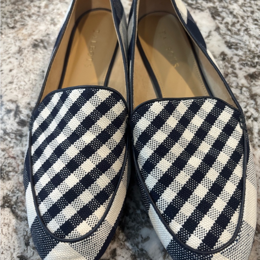 Talbots Navy and White Checkered Loafers